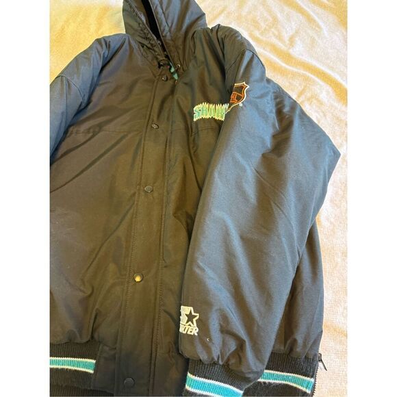 SJ Sharks Size Large Starter Jacket Zip Up Vintage San Jose NHL - Picture 3 of 9